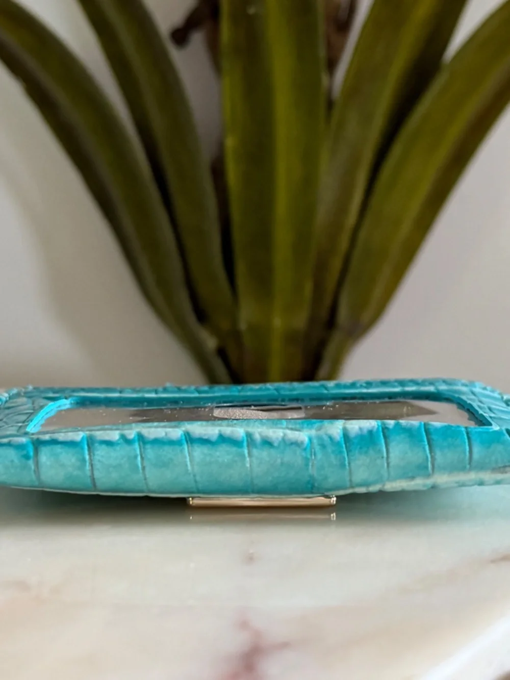 🩵🩵 Brahmin Dusty Blue Cheryl Small Slim CC ID Pocket Wallet Preowned 🩵🩵